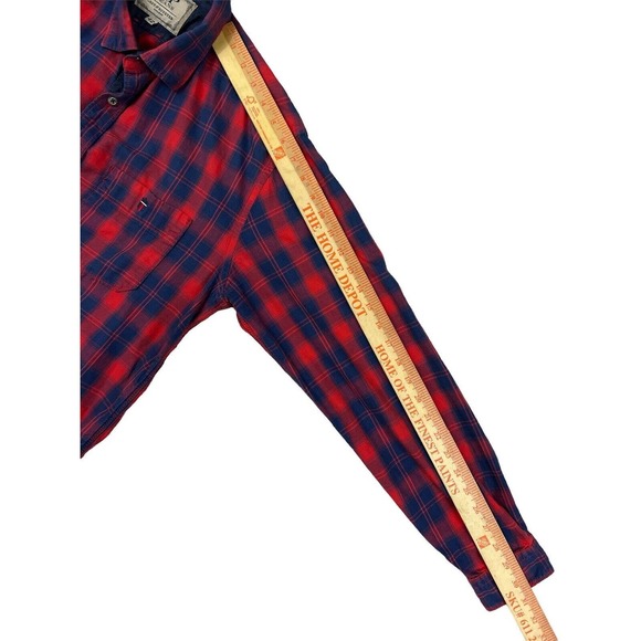 Louis Philippe Tailored Fit Men Red Blue Plaid Long Sleeve Button Up Shirt Sz L - Picture 4 of 6